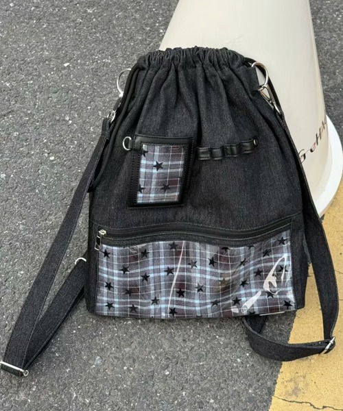 セール】【3WAY推し活リュック】星柄クリアポケット付き（ショルダー