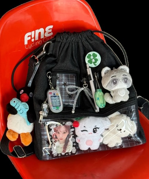 セール】【3WAY推し活リュック】星柄クリアポケット付き