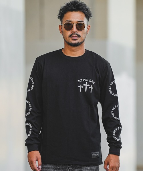 長袖　ブラック ロンT 早い者勝ち‼️ アダムスジャグラー　風 adamsJUGGLER 「adamsJUGGLER」 長袖Tシャツ L ブラック メンズ