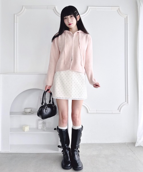 Loueme(ルエム)の「ダブルジップフード付きニットパーカー(パーカー・レディース・イエロー/ピンク/レッド/ブラック/オフホワイト・FREE)」の20枚目の写真