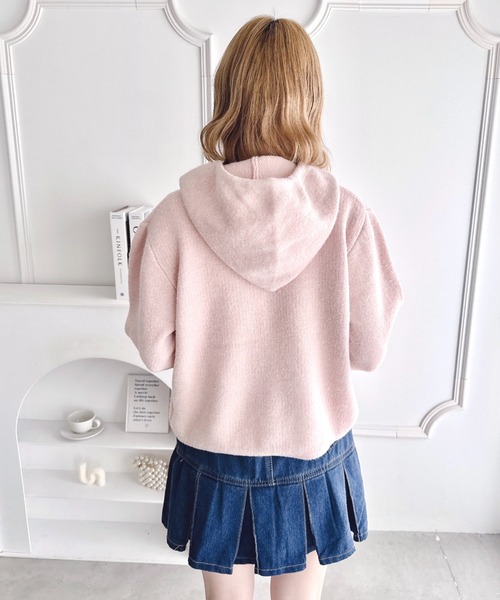 セール】ダブルジップフード付きニットパーカー（パーカー）｜Loueme