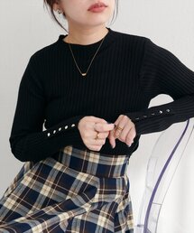 natural couture | 袖口べこべこ釦プチハイリブニット(ニット/セーター)