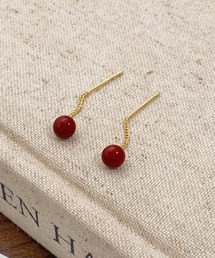YU-KA:ラウンドドロップハングピアス round drop hang pierce