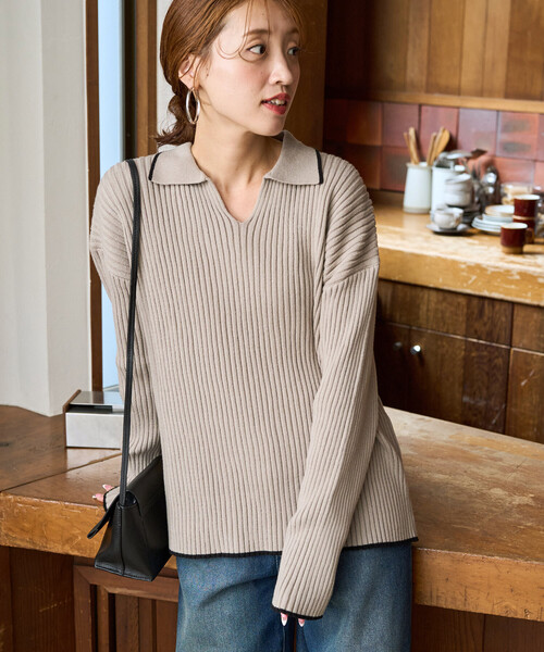 YLEVE シアーリブニットスキッパーポロ YLEVE シアーリブニットスキッパーポロ