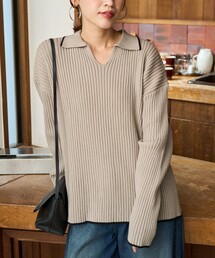 FREAK'S STORE | 限定展開 配色 ライン リブ スキッパー ポロ ニット(ニット/セーター)