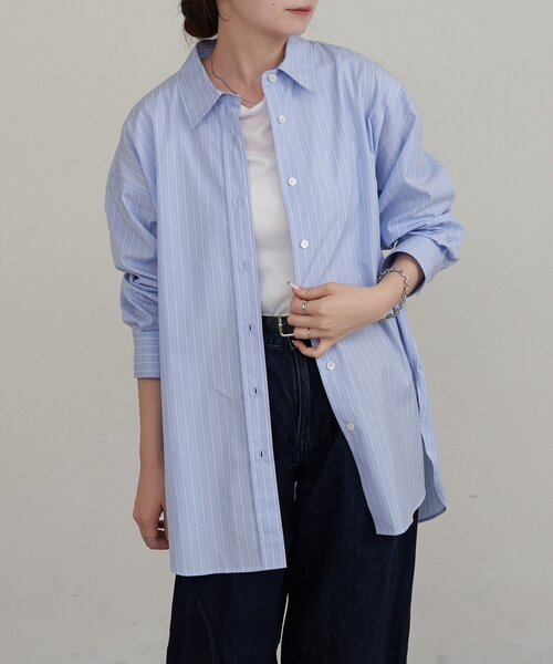 russet(ラシット)の「【再値下げ】コットンレギュラーシャツ(シャツ/ブラウス・レディース・オフホワイト/サックスブルー・FREE)」の2枚目の写真