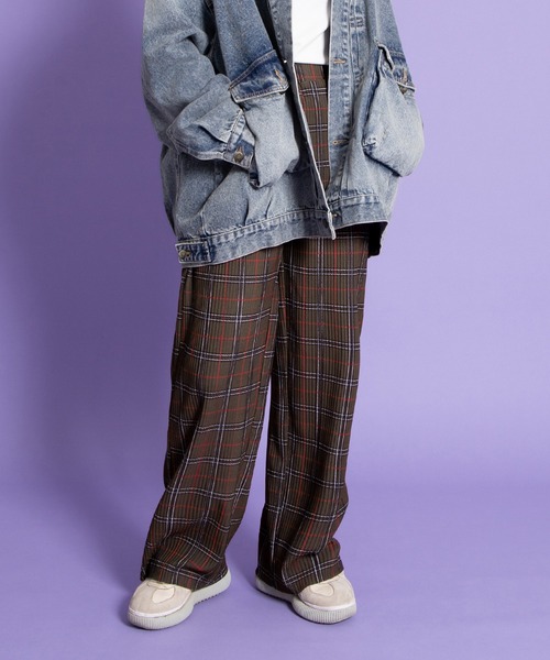 セール】セルフカットチェックプリーツパンツ（その他パンツ）｜PUNYUS