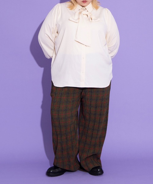 PUNYUS（プニュズ）の「セルフカットチェックプリーツパンツ（その他パンツ・レディース・ブラウン/グリーン/レッド・1/2/3/4）」の8枚目の写真