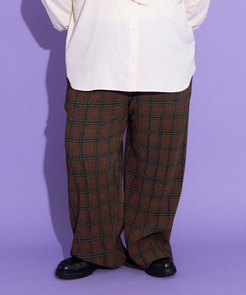 PUNYUS（プニュズ）の「セルフカットチェックプリーツパンツ（その他パンツ・レディース・ブラウン/グリーン/レッド・1/2/3/4）」の9枚目の写真