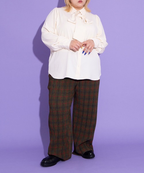 PUNYUS（プニュズ）の「セルフカットチェックプリーツパンツ（その他パンツ・レディース・ブラウン/グリーン/レッド・1/2/3/4）」の10枚目の写真