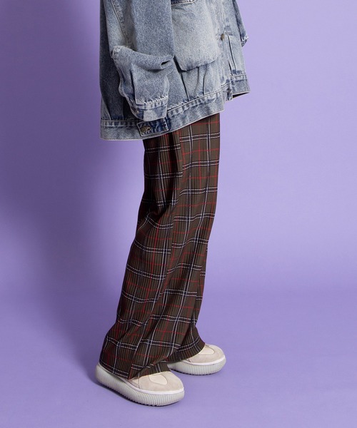 PUNYUS（プニュズ）の「セルフカットチェックプリーツパンツ（その他パンツ・レディース・ブラウン/グリーン/レッド・1/2/3/4）」の21枚目の写真