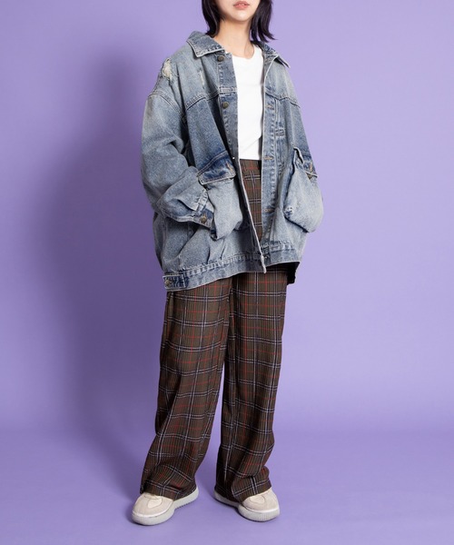 PUNYUS（プニュズ）の「セルフカットチェックプリーツパンツ（その他パンツ・レディース・ブラウン/グリーン/レッド・1/2/3/4）」の20枚目の写真