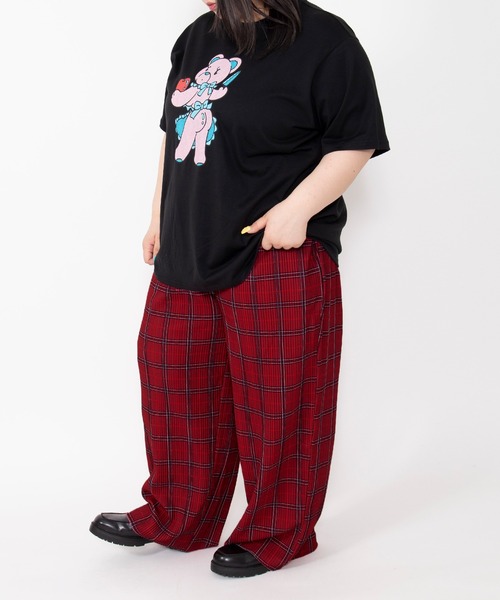 PUNYUS（プニュズ）の「セルフカットチェックプリーツパンツ（その他パンツ・レディース・ブラウン/グリーン/レッド・1/2/3/4）」の19枚目の写真