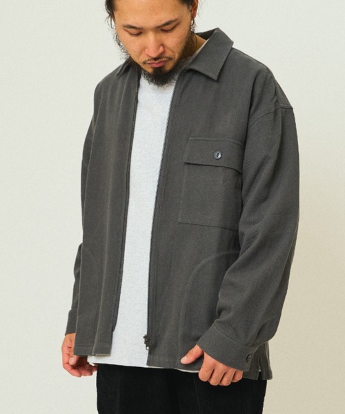 BIG MIKE(ビッグマイク)の「BIG MIKE ビックマイク / 無地 チェック柄 ジップ ヘビーフランネルシャツジャケット /// 102535700 102535800(ブルゾン・メンズ・ホワイト×ブラック/ブラック/チャコール/ブラウン系その他・MEDIUM/LARGE/X-LARGE/XX-LARGE)」の3枚目の写真