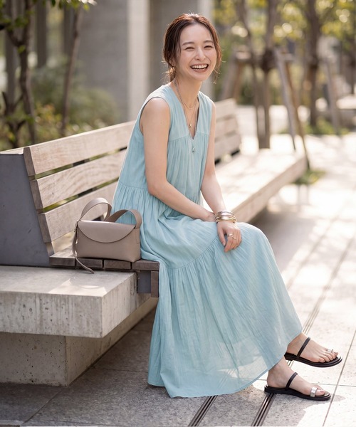 STYLE DELI(スタイルデリ)の「【LUXE】楊柳ティアードサマードレスB(ワンピース・レディース・グレー/ブラック/シアン/アクア・01/02)」の5枚目の写真