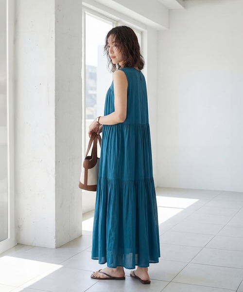STYLE DELI(スタイルデリ)の「【LUXE】楊柳ティアードサマードレスB(ワンピース・レディース・グレー/ブラック/シアン/アクア・01/02)」の12枚目の写真