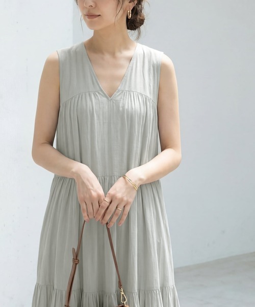 STYLE DELI(スタイルデリ)の「【LUXE】楊柳ティアードサマードレスB(ワンピース・レディース・グレー/ブラック/シアン/アクア・01/02)」の15枚目の写真