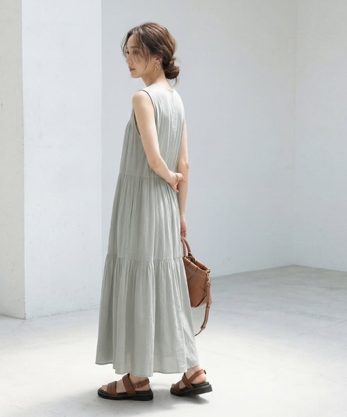 STYLE DELI(スタイルデリ)の「【LUXE】楊柳ティアードサマードレスB(ワンピース・レディース・グレー/ブラック/シアン/アクア・01/02)」の19枚目の写真