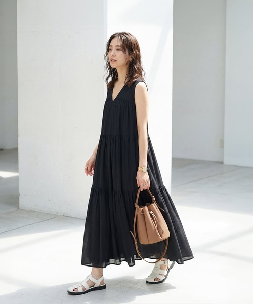 STYLE DELI(スタイルデリ)の「【LUXE】楊柳ティアードサマードレスB(ワンピース・レディース・グレー/ブラック/シアン/アクア・01/02)」の22枚目の写真
