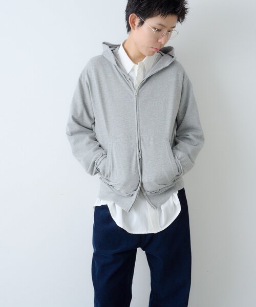 WHIMSIC（ウィムジック）の「【WHIMSIC/2サイズ展開】カットソージップパーカー（パーカー・メンズ・グレー/ブラウン・2/1）」の8枚目の写真