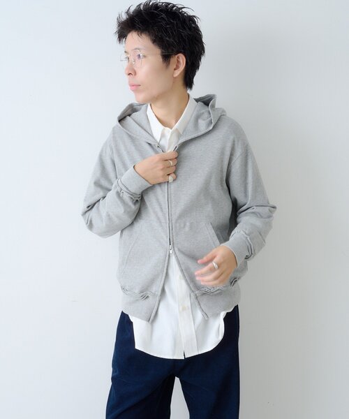 WHIMSIC（ウィムジック）の「【WHIMSIC/2サイズ展開】カットソージップパーカー（パーカー・メンズ・グレー/ブラウン・2/1）」の12枚目の写真