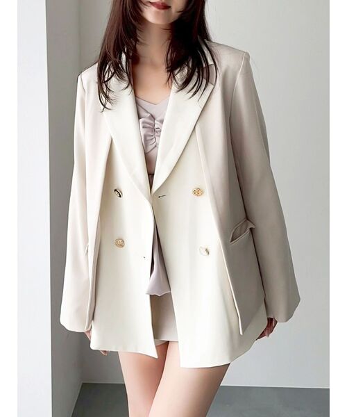 dazzlin ダブルボタンケープテーラードジャケット アイボリー dazzlin（ダズリン）の「【セットアップ対応】ダブルボタン