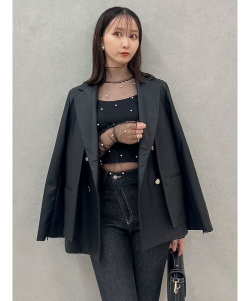 dazzlin（ダズリン）の「ダブルボタンテーラージャケット（テーラードジャケット・レディース・チャコールグレー/ブラック/アイボリー・FREE）」の3枚目の写真