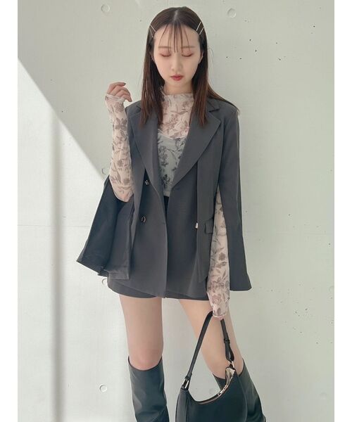 dazzlin（ダズリン）の「ダブルボタンテーラージャケット（テーラードジャケット・レディース・チャコールグレー/ブラック/アイボリー・FREE）」の4枚目の写真