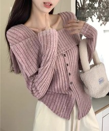 ampm | オフショル風リブニットトップス(ニット/セーター)