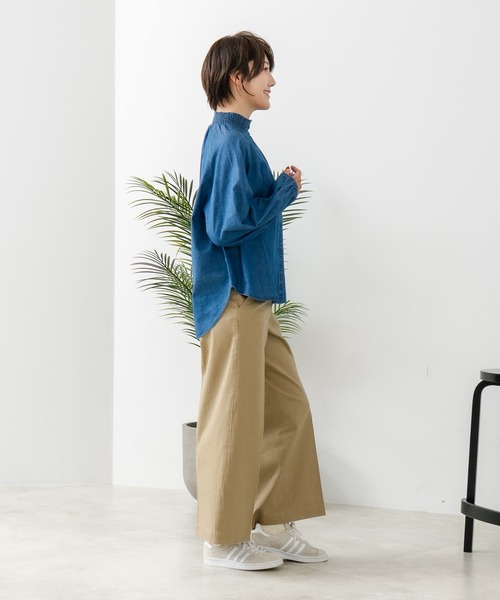 fort point(フォーポイント)の「【C-FORTPOINT/フォートポイント】デニム シャーリング ブラウス(シャツ/ブラウス・レディース・ブルー/ネイビー・FREE)」の13枚目の写真