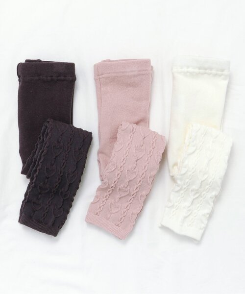 apres les cours（アプレレクール）の「【ジュニア対応】ハートケーブル柄レギンス（レギンス/スパッツ・キッズ・アイボリー/ピンク/チャコール・140/120/110/100/90）」の5枚目の写真