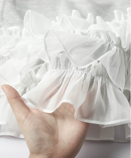 AMELY（エミリー）の「ティアードフリルヘムトップス（Tシャツ/カットソー・レディース・ブラック/グレー/ホワイト・フリー）」の9枚目の写真