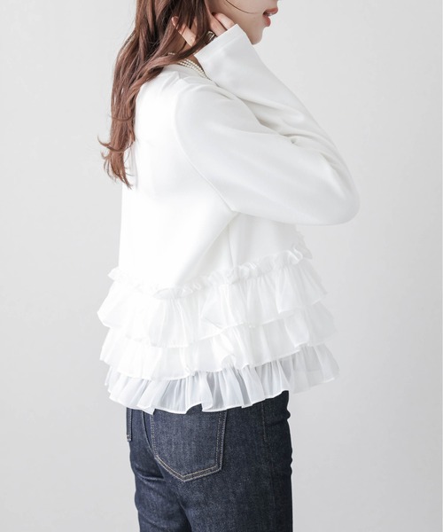 AMELY（エミリー）の「ティアードフリルヘムトップス（Tシャツ/カットソー・レディース・ブラック/グレー/ホワイト・フリー）」の20枚目の写真