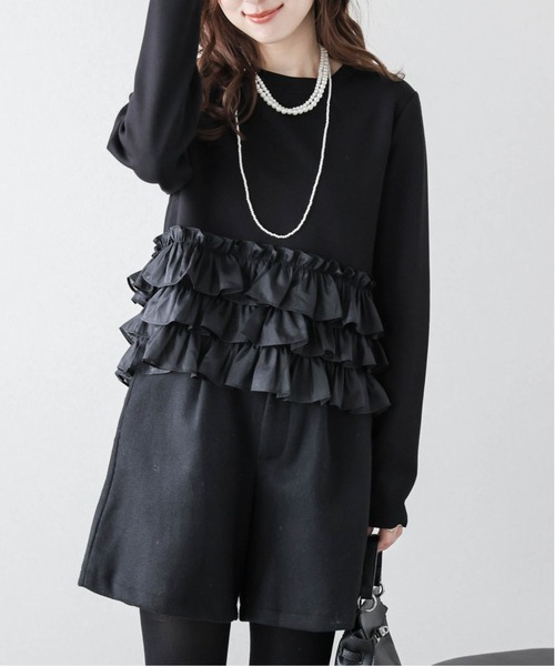 AMELY（エミリー）の「ティアードフリルヘムトップス（Tシャツ/カットソー・レディース・ブラック/グレー/ホワイト・フリー）」の22枚目の写真