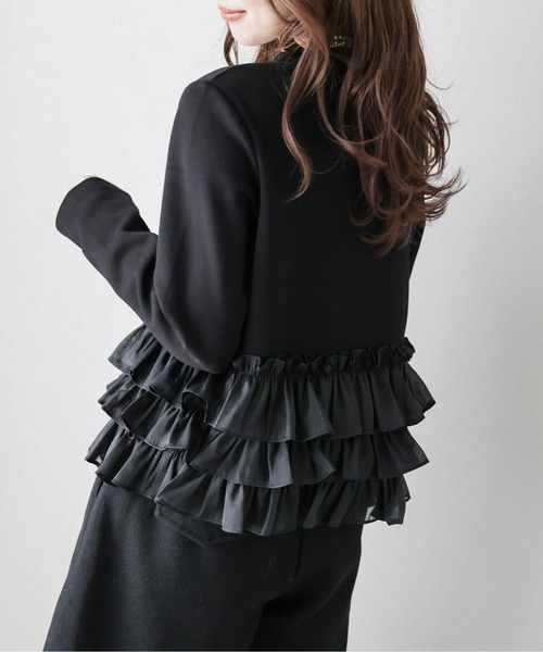 AMELY（エミリー）の「ティアードフリルヘムトップス（Tシャツ/カットソー・レディース・ブラック/グレー/ホワイト・フリー）」の13枚目の写真