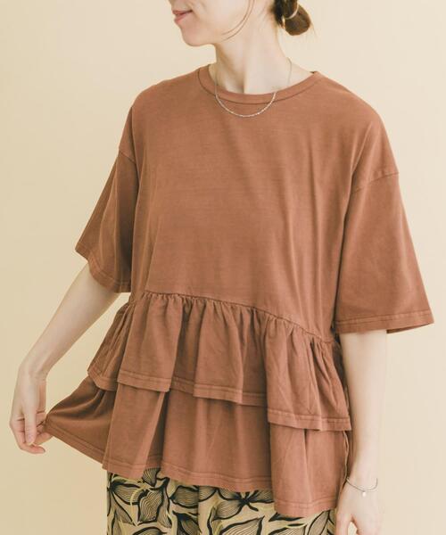 ITEMS URBANRESEARCH（アイテムズ アーバンリサーチ）の「ピグメントティアードTシャツ（Tシャツ/カットソー・レディース・ブラック/ベージュ/ホワイト/ブラウン・FREE）」の4枚目の写真