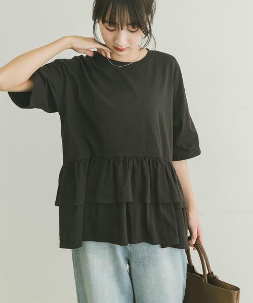 ITEMS URBANRESEARCH（アイテムズ アーバンリサーチ）の「ピグメントティアードTシャツ（Tシャツ/カットソー・レディース・ブラック/ベージュ/ホワイト/ブラウン・FREE）」の10枚目の写真