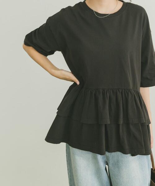 ITEMS URBANRESEARCH（アイテムズ アーバンリサーチ）の「ピグメントティアードTシャツ（Tシャツ/カットソー・レディース・ブラック/ベージュ/ホワイト/ブラウン・FREE）」の11枚目の写真