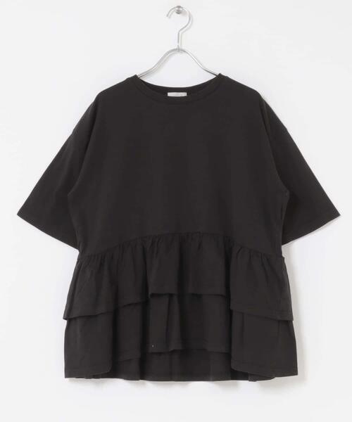 ITEMS URBANRESEARCH（アイテムズ アーバンリサーチ）の「ピグメントティアードTシャツ（Tシャツ/カットソー・レディース・ブラック/ベージュ/ホワイト/ブラウン・FREE）」の12枚目の写真