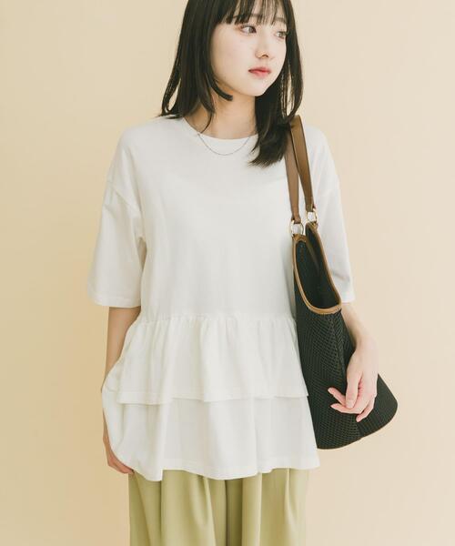 ITEMS URBANRESEARCH（アイテムズ アーバンリサーチ）の「ピグメントティアードTシャツ（Tシャツ/カットソー・レディース・ブラック/ベージュ/ホワイト/ブラウン・FREE）」の14枚目の写真