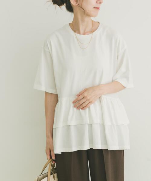 ITEMS URBANRESEARCH（アイテムズ アーバンリサーチ）の「ピグメントティアードTシャツ（Tシャツ/カットソー・レディース・ブラック/ベージュ/ホワイト/ブラウン・FREE）」の18枚目の写真