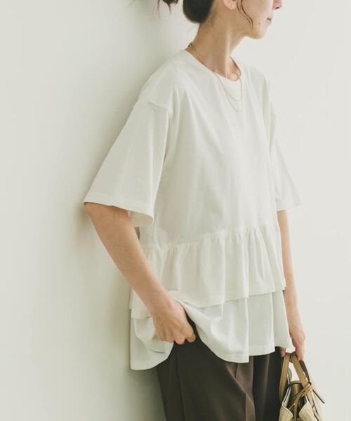 ITEMS URBANRESEARCH（アイテムズ アーバンリサーチ）の「ピグメントティアードTシャツ（Tシャツ/カットソー・レディース・ブラック/ベージュ/ホワイト/ブラウン・FREE）」の20枚目の写真