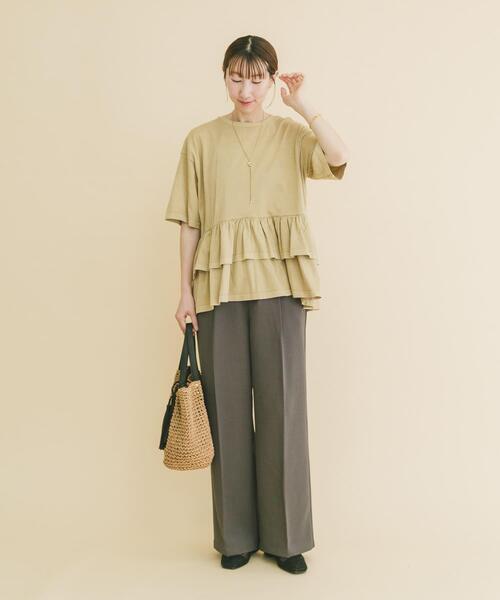 ITEMS URBANRESEARCH(アイテムズ アーバンリサーチ)の「ピグメントティアードTシャツ(Tシャツ/カットソー・レディース・ブラック/ベージュ/ホワイト/ブラウン・FREE)」の15枚目の写真
