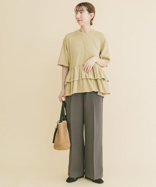 ITEMS URBANRESEARCH(アイテムズ アーバンリサーチ)の「ピグメントティアードTシャツ(Tシャツ/カットソー・レディース・ブラック/ベージュ/ホワイト/ブラウン・FREE)」の16枚目の写真