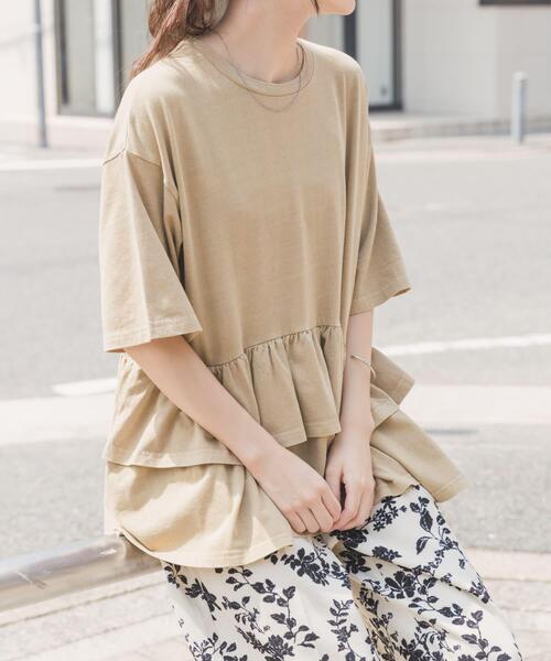 ITEMS URBANRESEARCH(アイテムズ アーバンリサーチ)の「ピグメントティアードTシャツ(Tシャツ/カットソー・レディース・ブラック/ベージュ/ホワイト/ブラウン・FREE)」の17枚目の写真