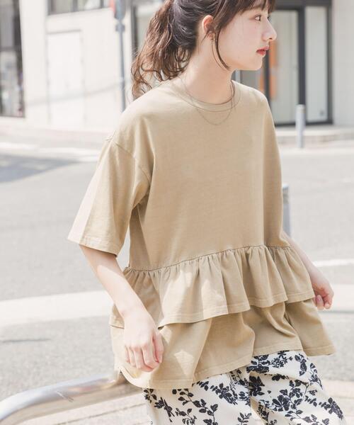 ITEMS URBANRESEARCH(アイテムズ アーバンリサーチ)の「ピグメントティアードTシャツ(Tシャツ/カットソー・レディース・ブラック/ベージュ/ホワイト/ブラウン・FREE)」の18枚目の写真