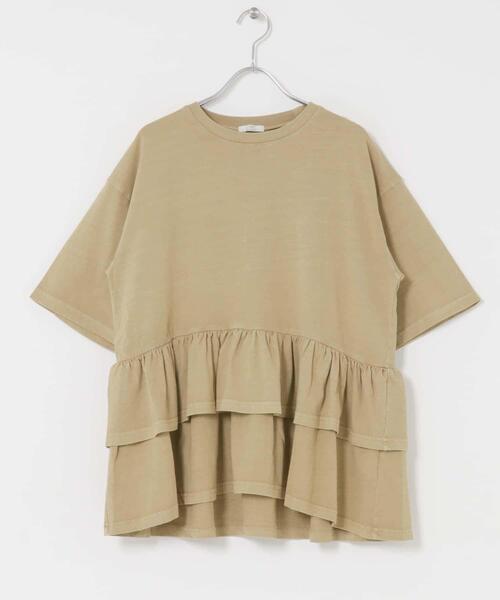 ITEMS URBANRESEARCH（アイテムズ アーバンリサーチ）の「ピグメントティアードTシャツ（Tシャツ/カットソー・レディース・ブラック/ベージュ/ホワイト/ブラウン・FREE）」の6枚目の写真