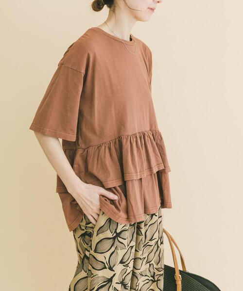 ITEMS URBANRESEARCH（アイテムズ アーバンリサーチ）の「ピグメントティアードTシャツ（Tシャツ/カットソー・レディース・ブラック/ベージュ/ホワイト/ブラウン・FREE）」の11枚目の写真