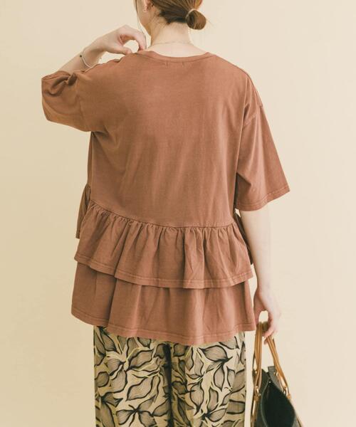 ITEMS URBANRESEARCH（アイテムズ アーバンリサーチ）の「ピグメントティアードTシャツ（Tシャツ/カットソー・レディース・ブラック/ベージュ/ホワイト/ブラウン・FREE）」の12枚目の写真