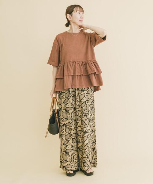 ITEMS URBANRESEARCH（アイテムズ アーバンリサーチ）の「ピグメントティアードTシャツ（Tシャツ/カットソー・レディース・ブラック/ベージュ/ホワイト/ブラウン・FREE）」の13枚目の写真